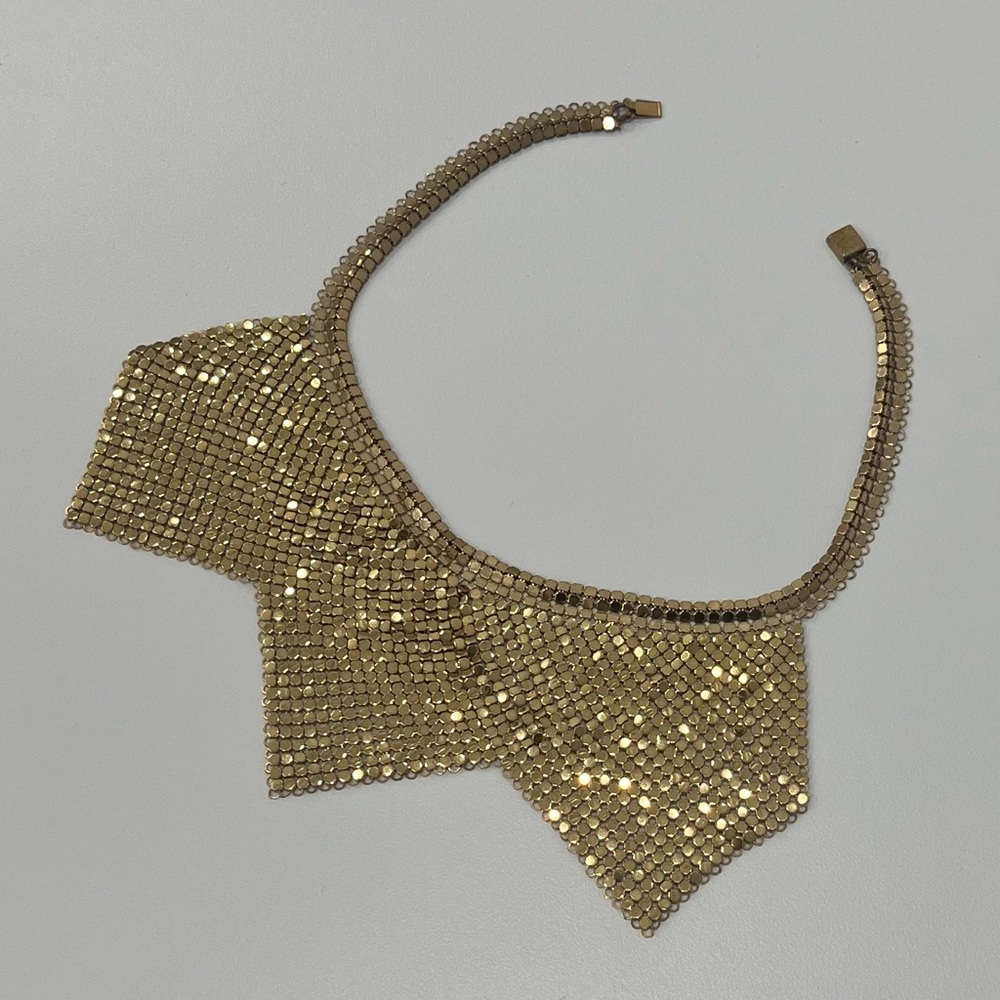 Gold Tone Mesh Choker Necklace